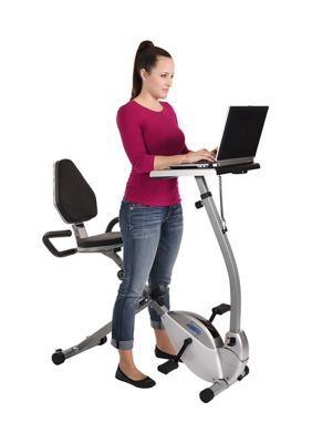 2-in-1 Recumbent Exercise Bike Workstation & Standing Desk