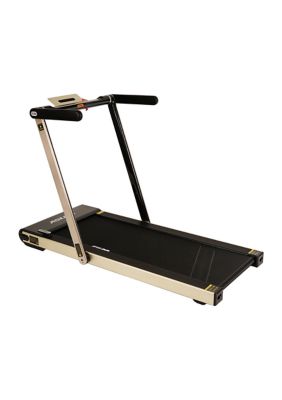 Sunny Health & Fitness Asuna Space Saving Motorized Treadmill W/ Speakers, Light Gold, Gray -  0815749012739