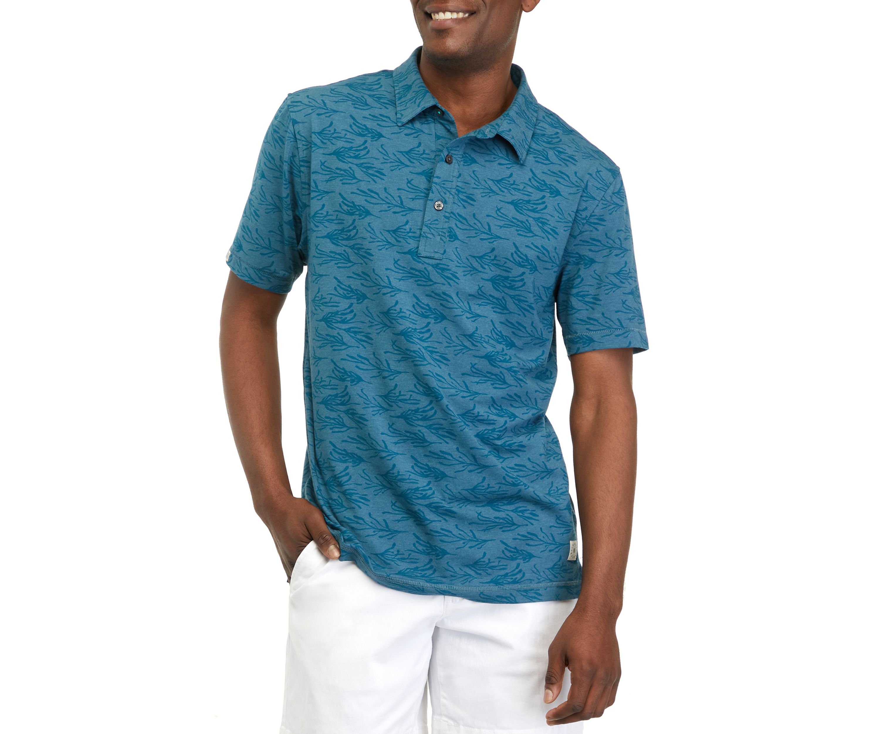 Seaweed Print Anza Polo Shirt 