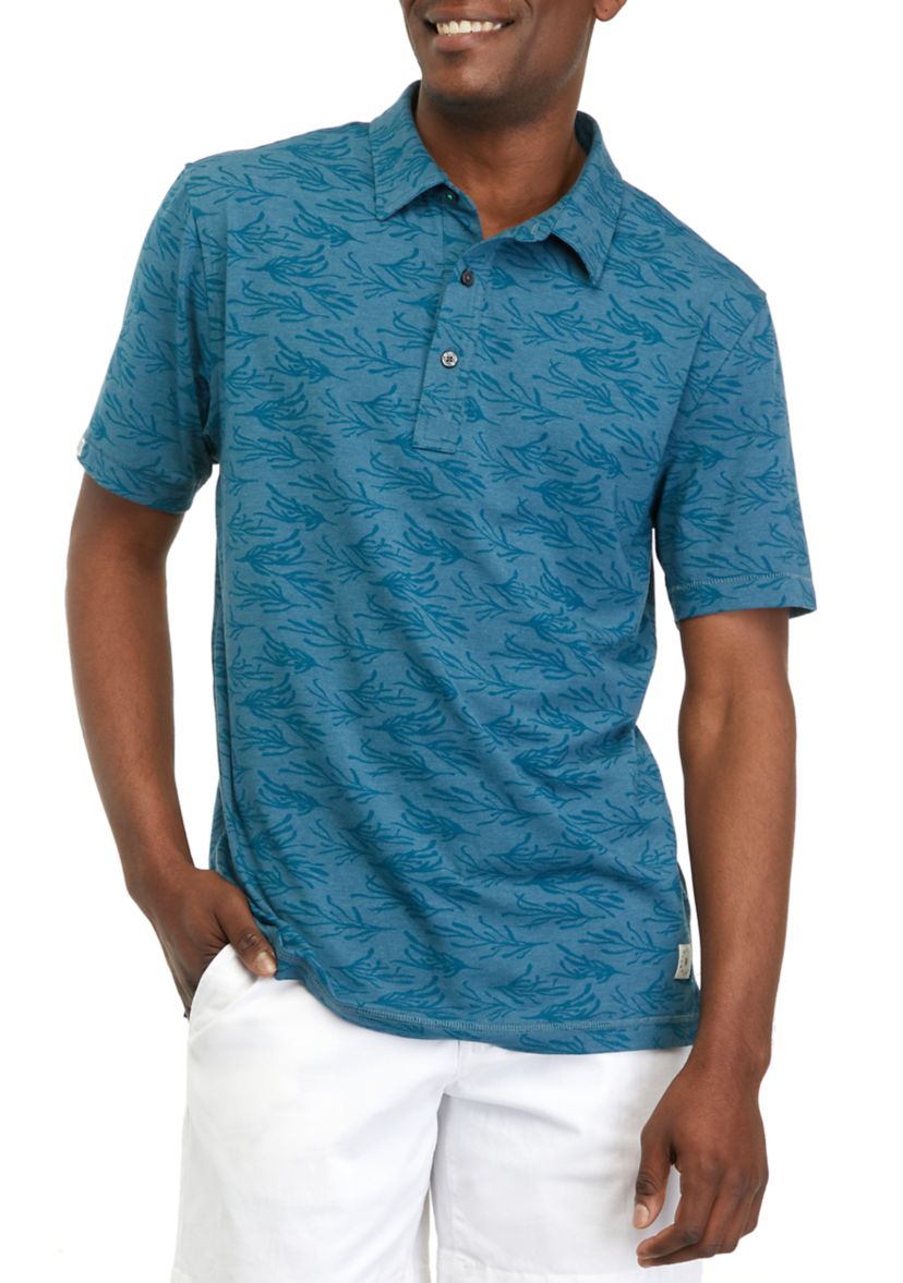 Seaweed Print Anza Polo Shirt 