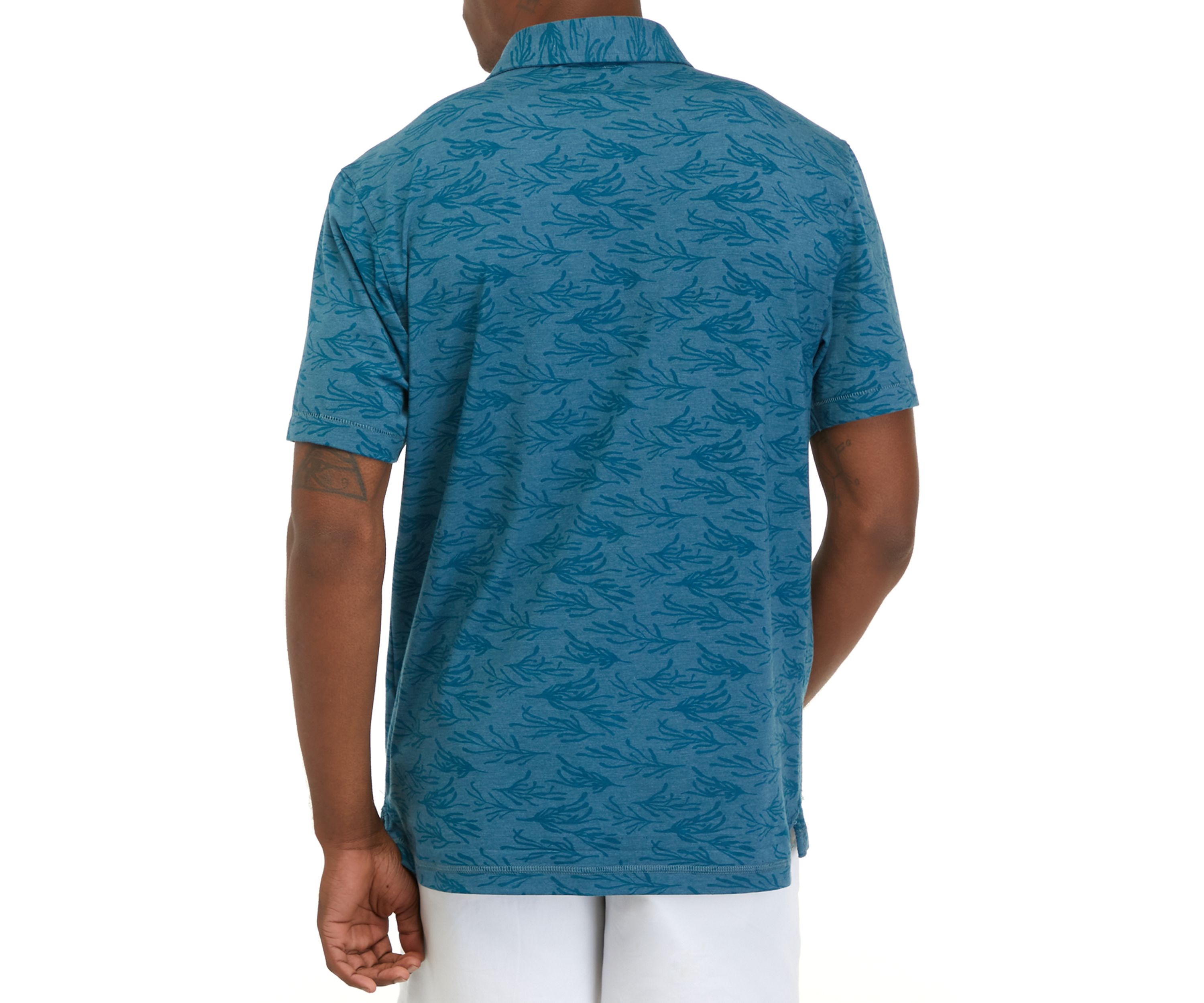 Seaweed Print Anza Polo Shirt 
