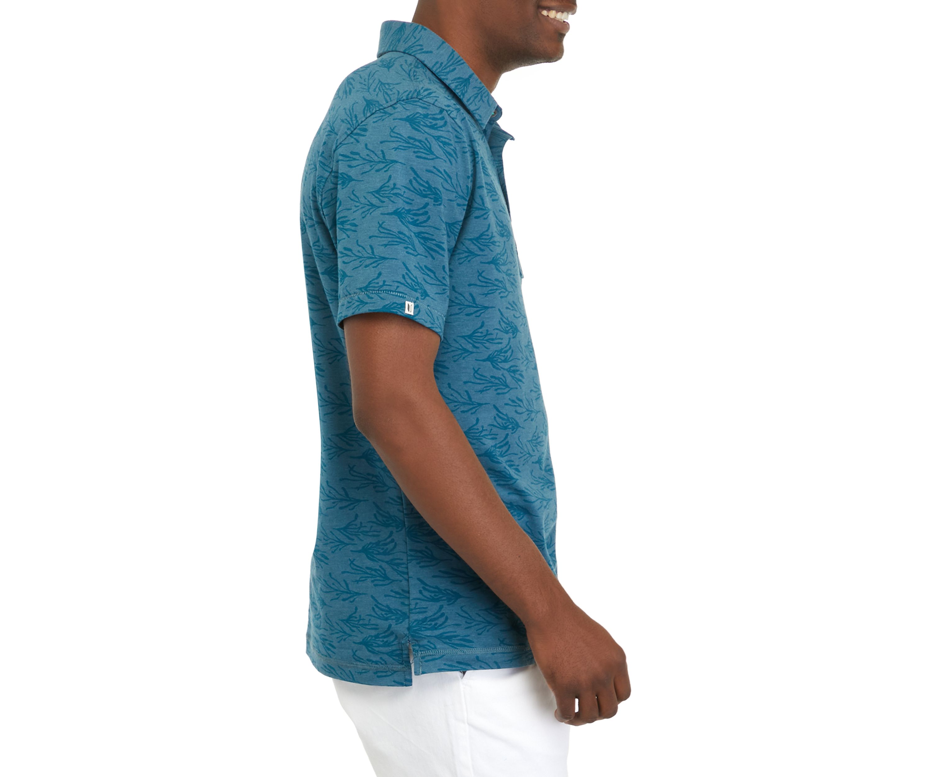 Seaweed Print Anza Polo Shirt 
