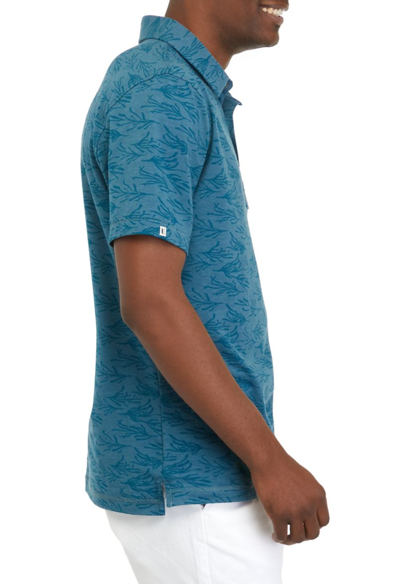 Seaweed Print Anza Polo Shirt 