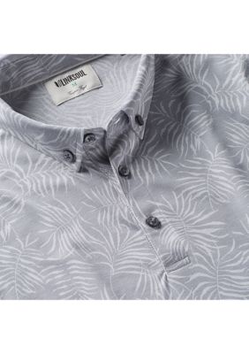 Men's Leaflet Print Oxford Polo Shirt