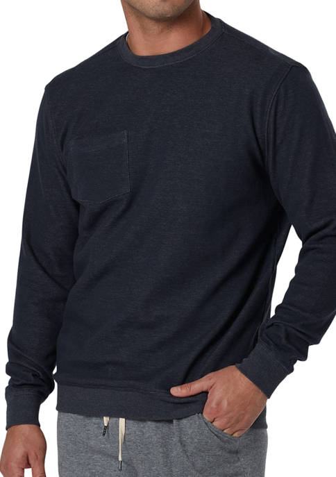 LINKSOUL Navy Double Knit Crew Neck Pullover