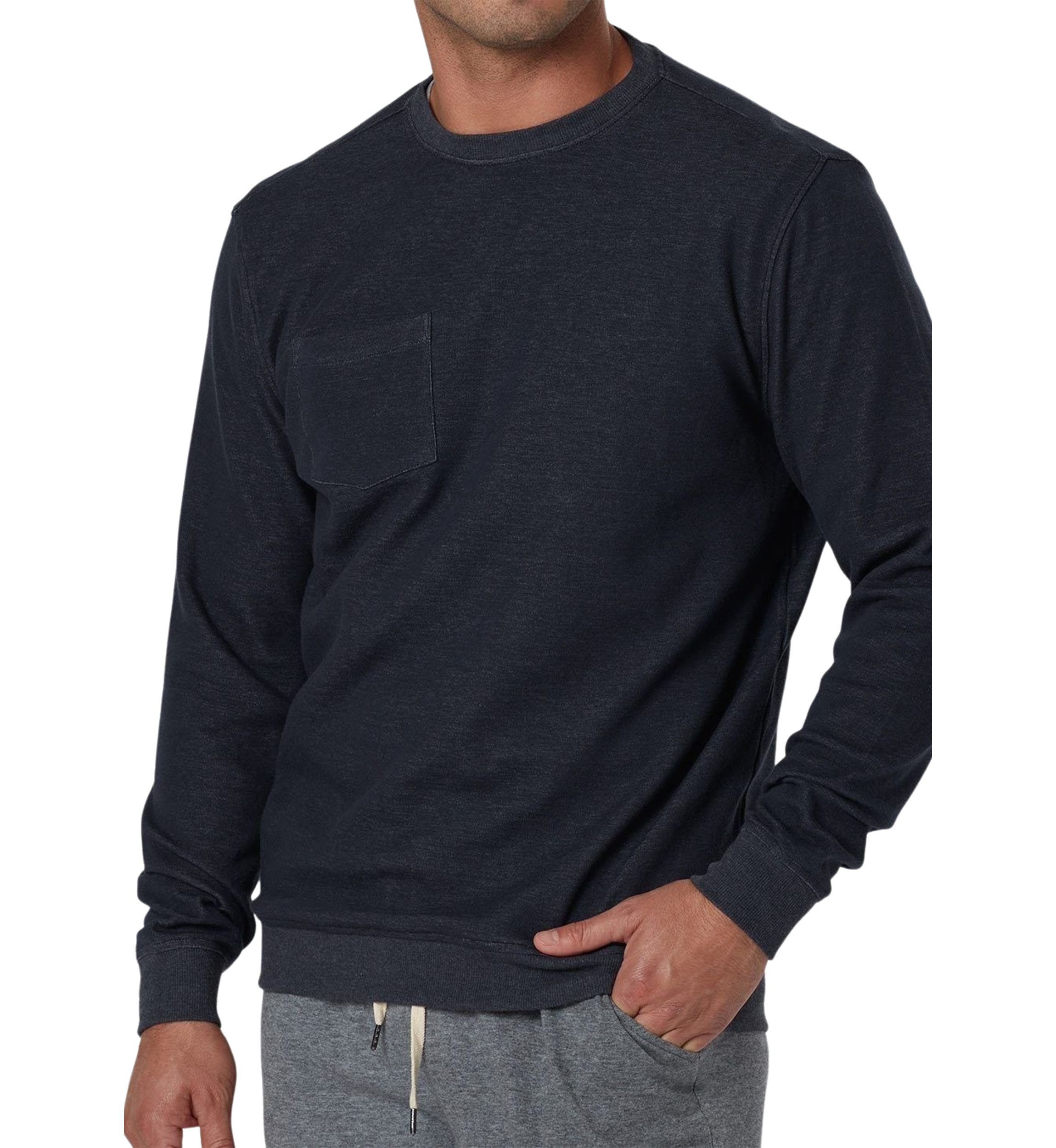 Navy Double Knit Crew Neck Pullover
