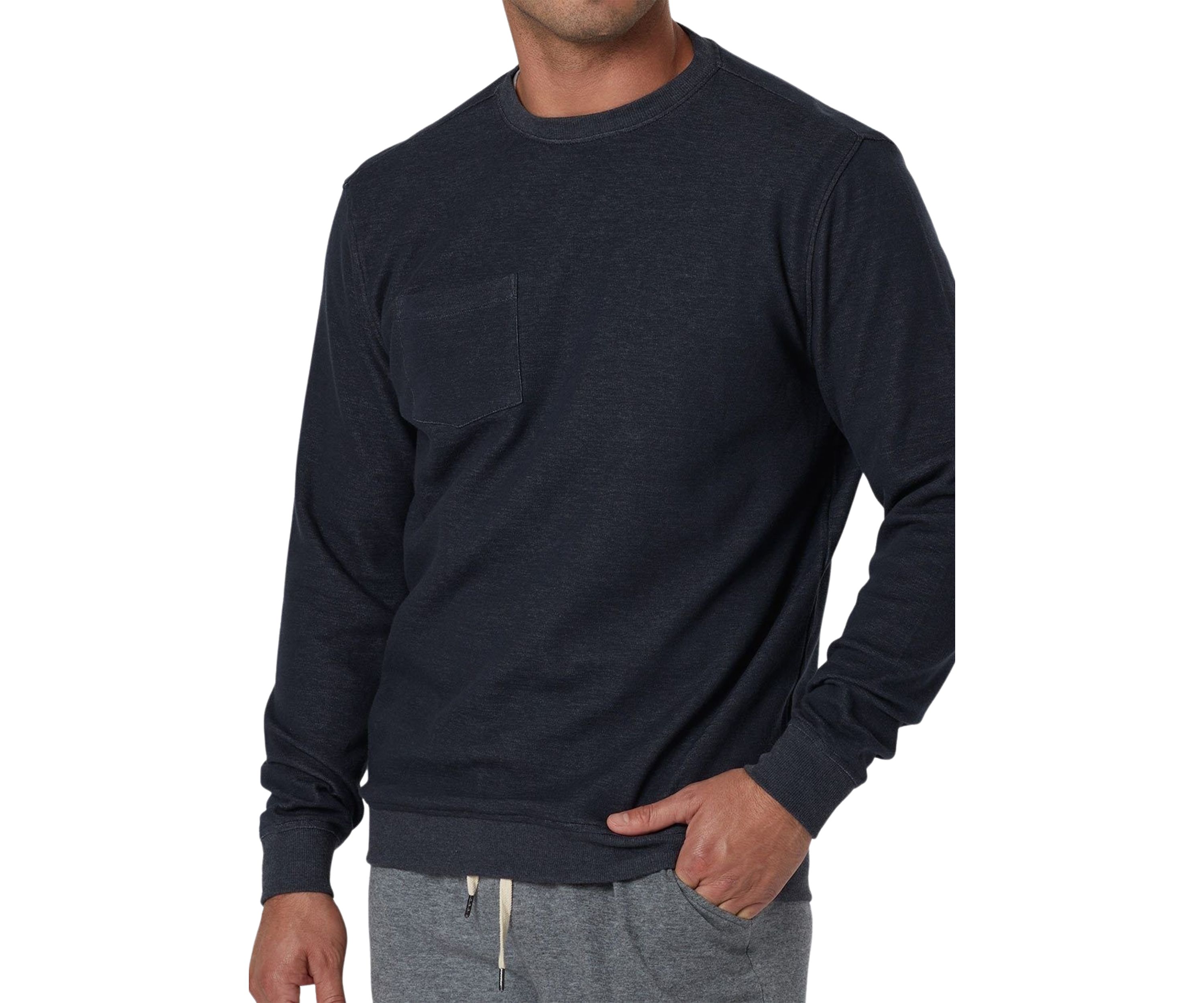 Navy Double Knit Crew Neck Pullover