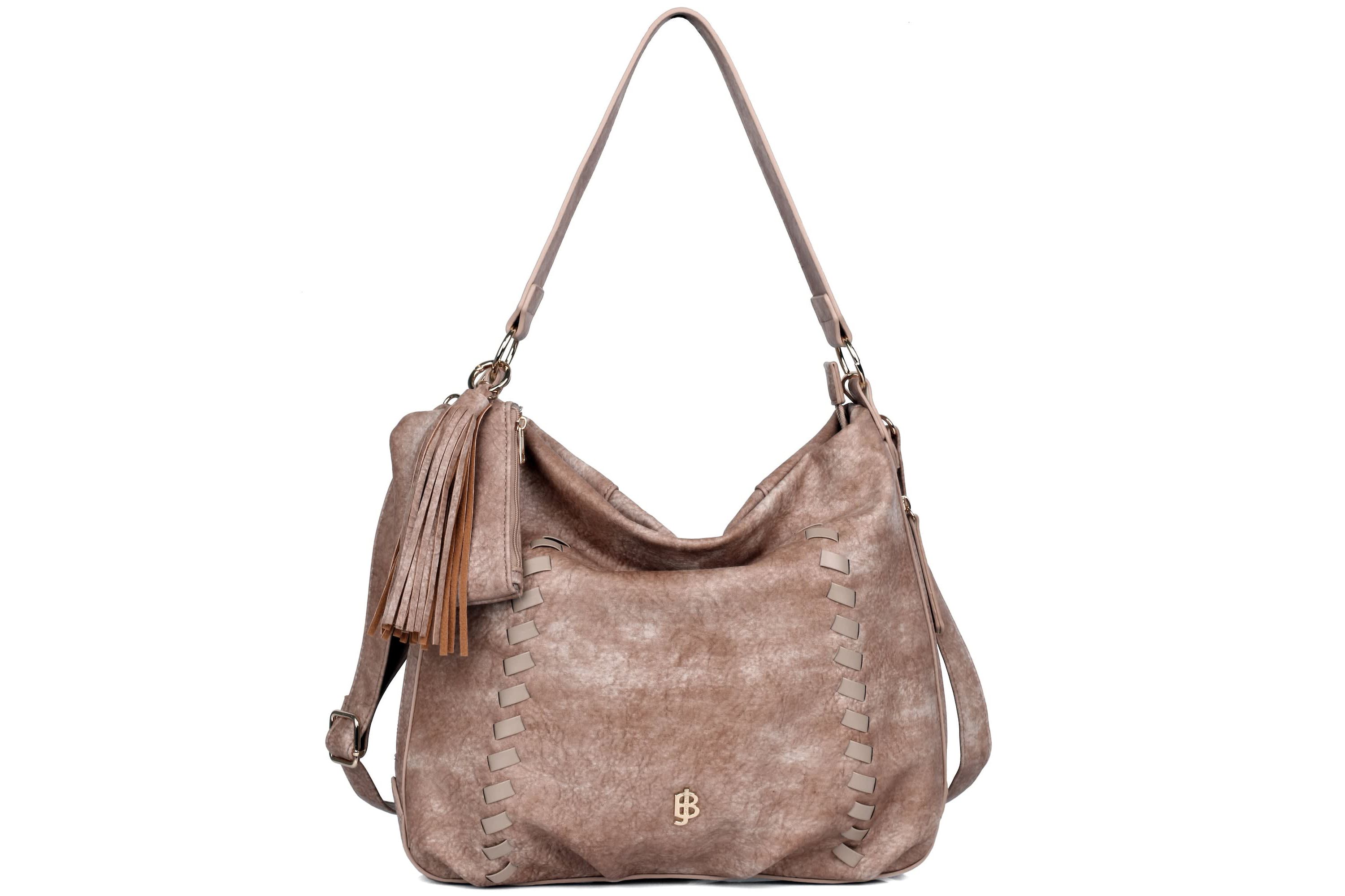 Whip Stitch Vegan Leather Hobo Bag