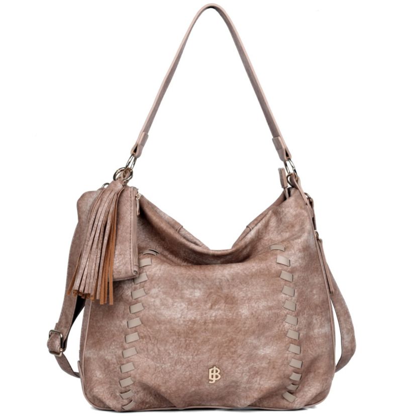 Whip Stitch Vegan Leather Hobo Bag