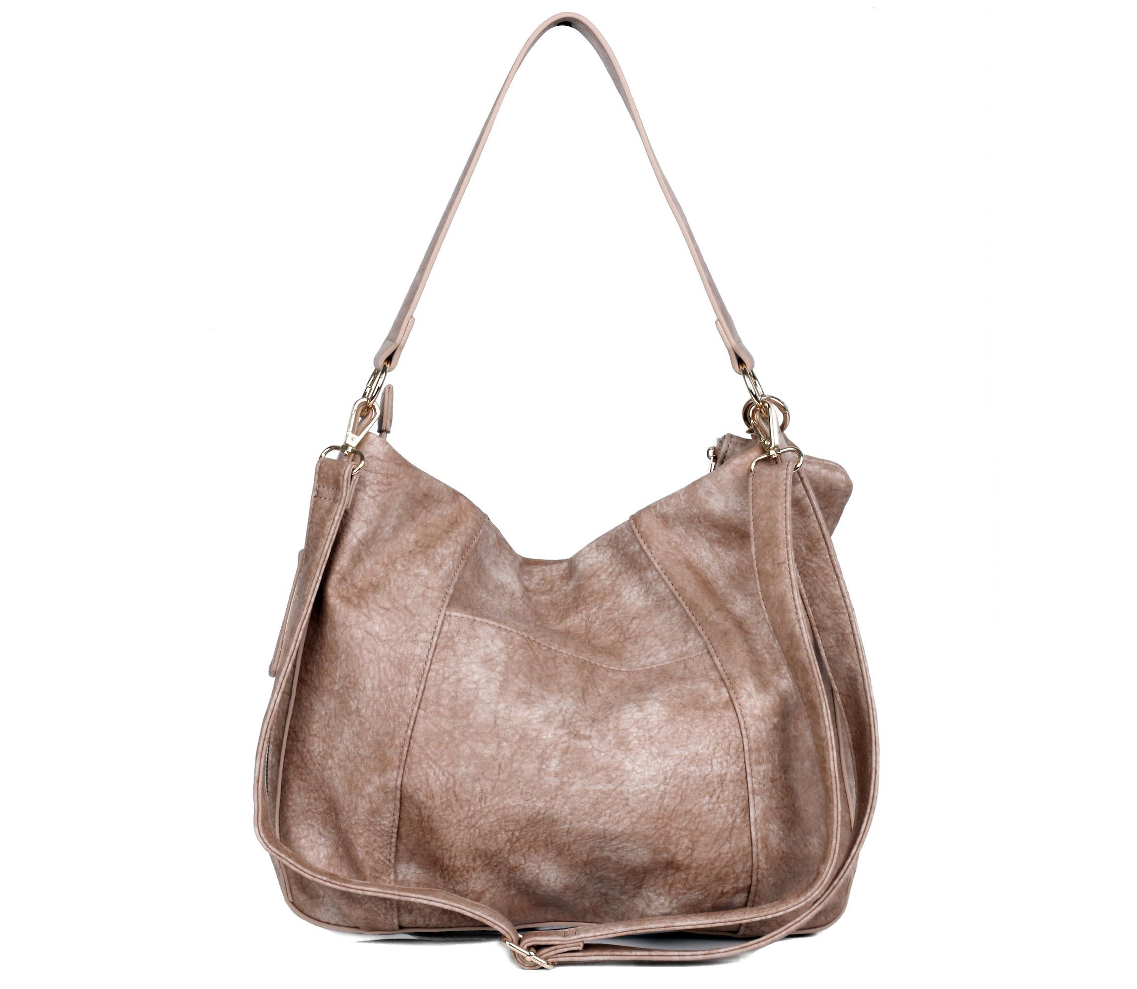 Whip Stitch Vegan Leather Hobo Bag