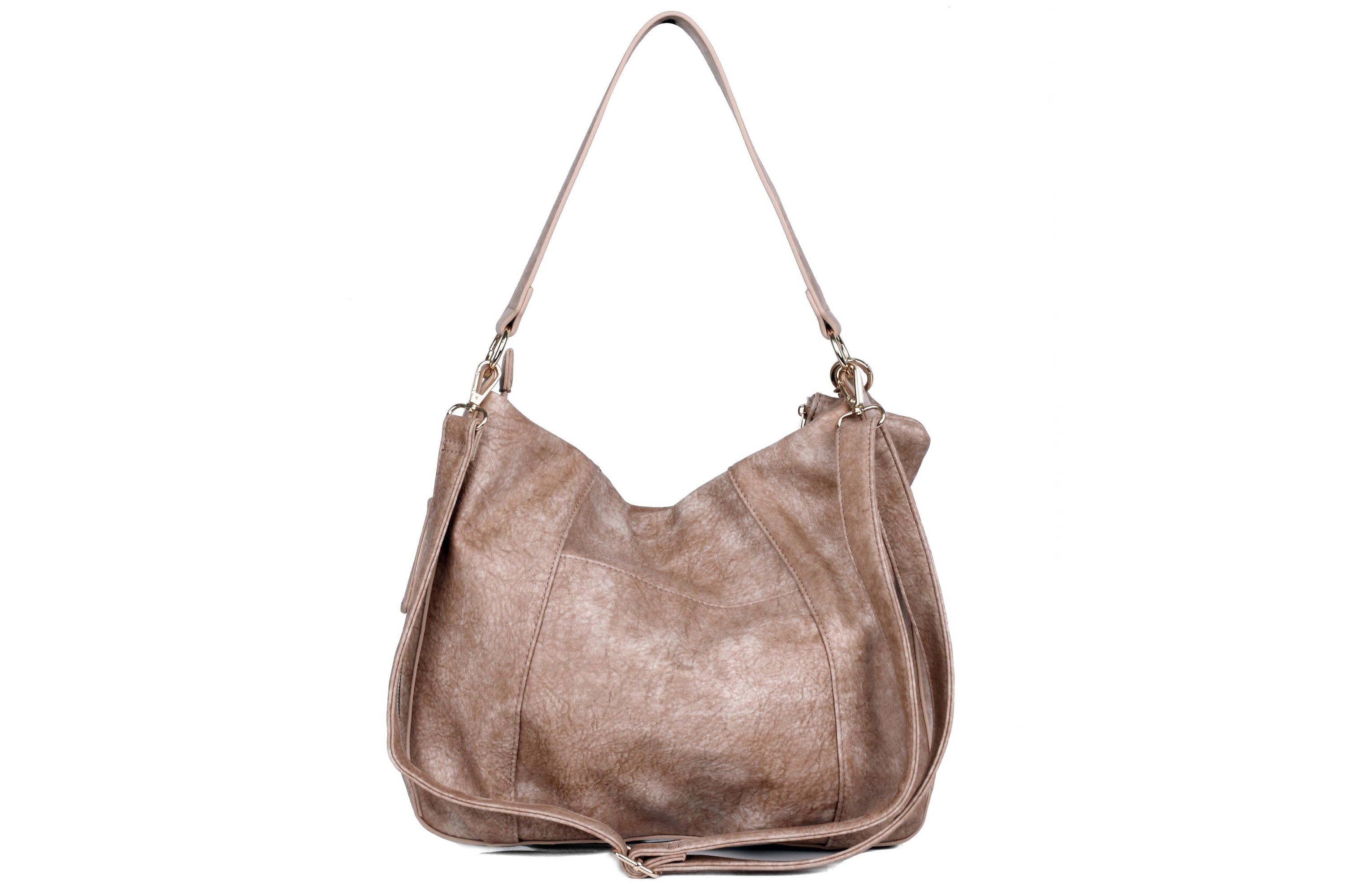 Whip Stitch Vegan Leather Hobo Bag