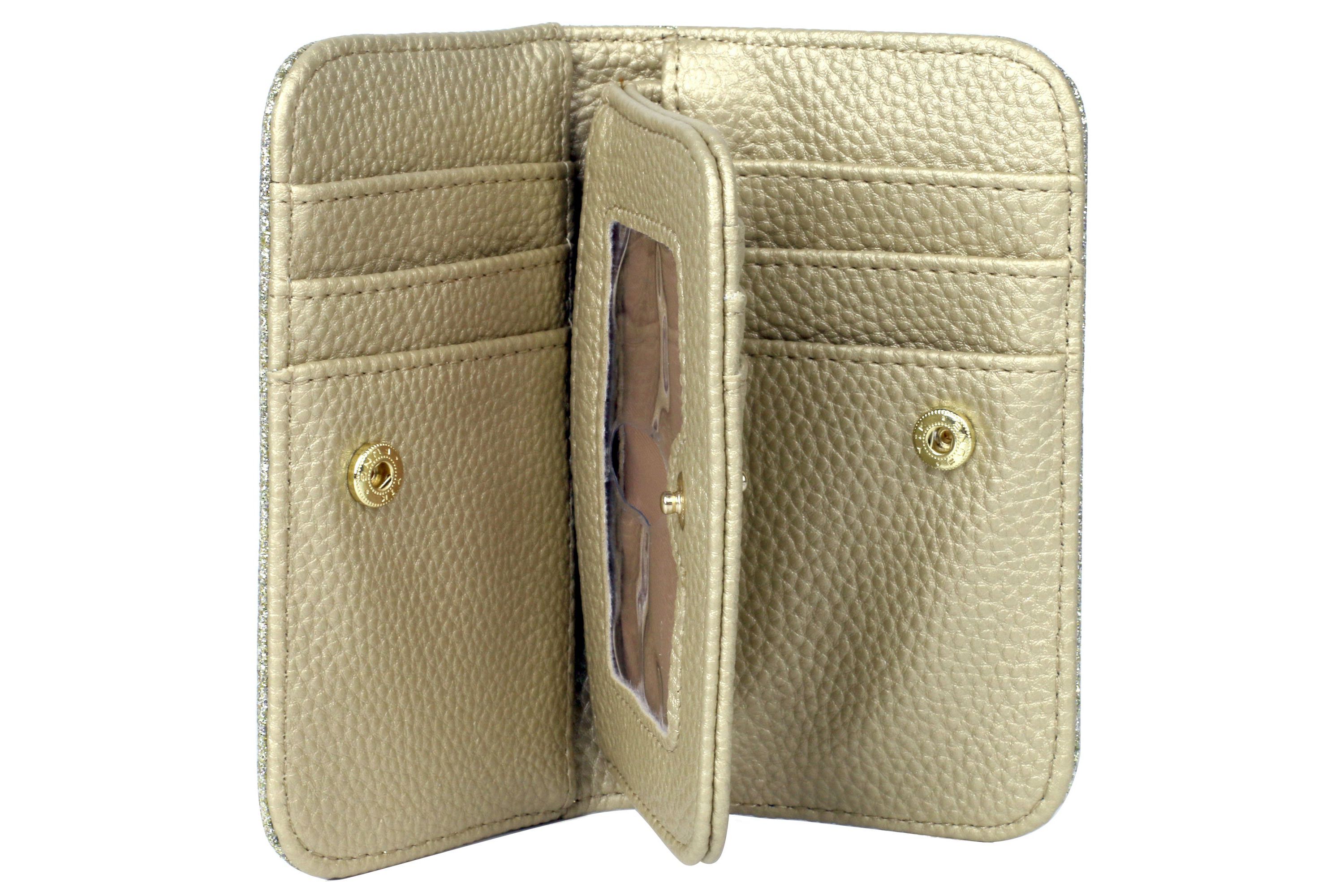 Sparkle Vegan Leather Snap Card Case