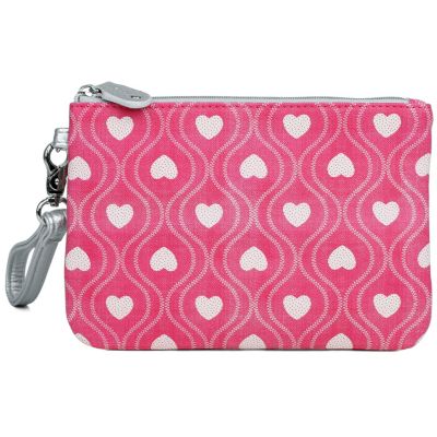 Swervy Hearts Print Vegan Leather Wristlet Pouch