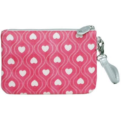 Swervy Hearts Print Vegan Leather Wristlet Pouch