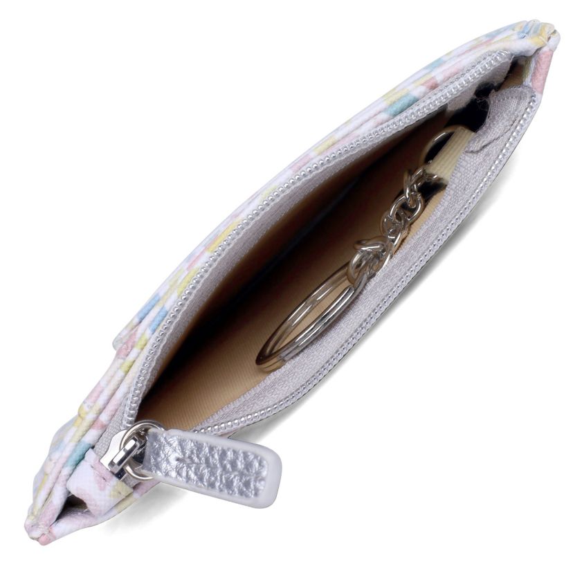 Split Polka Dot Print Vegan Leather Slot Coin Case