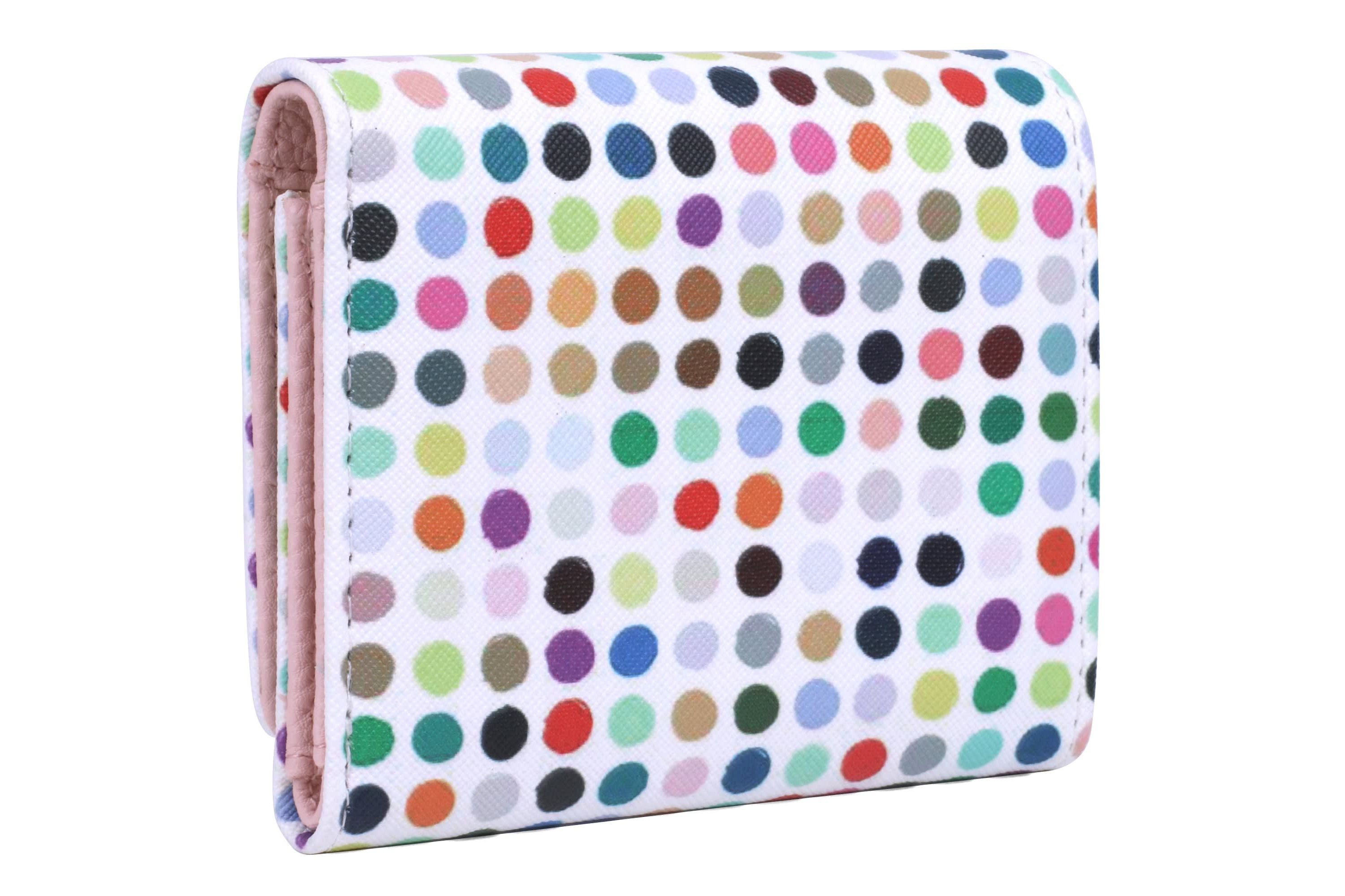 Colorful Polka Dot Vegan Leather Medium Trifold