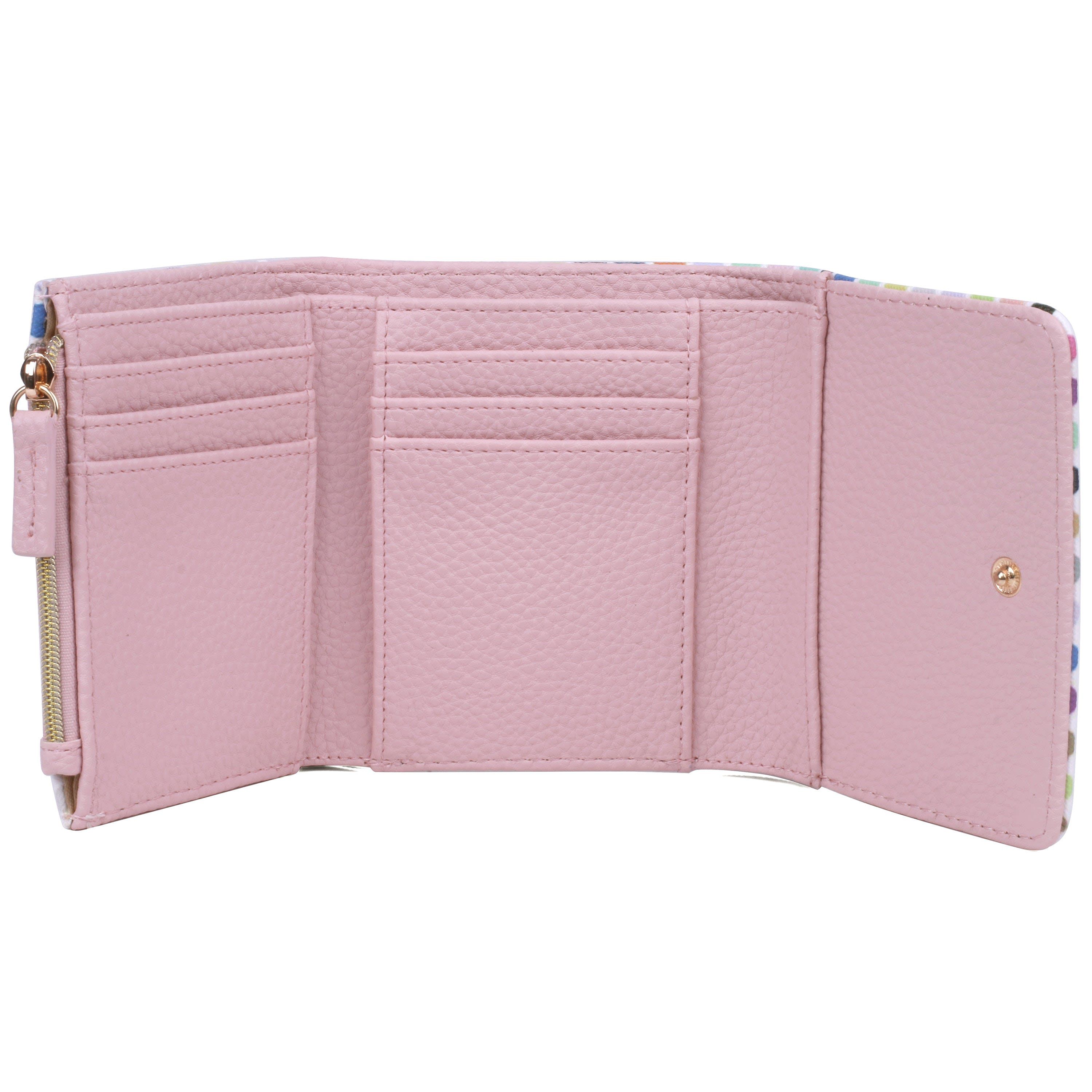 Colorful Polka Dot Vegan Leather Medium Trifold