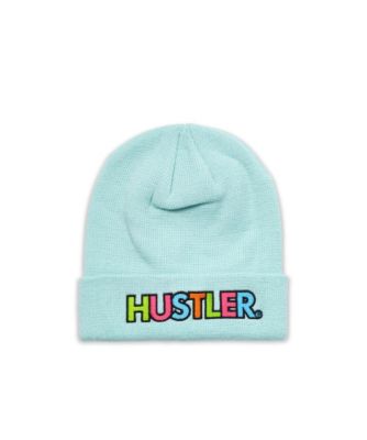 Hustler Ribbed Knit Patch Beanie - Light Blue