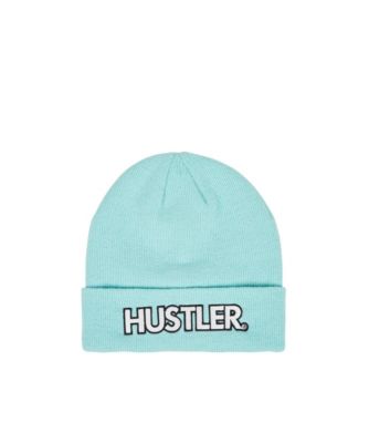 Hustler Ribbed Knit Patch Beanie - Light Blue