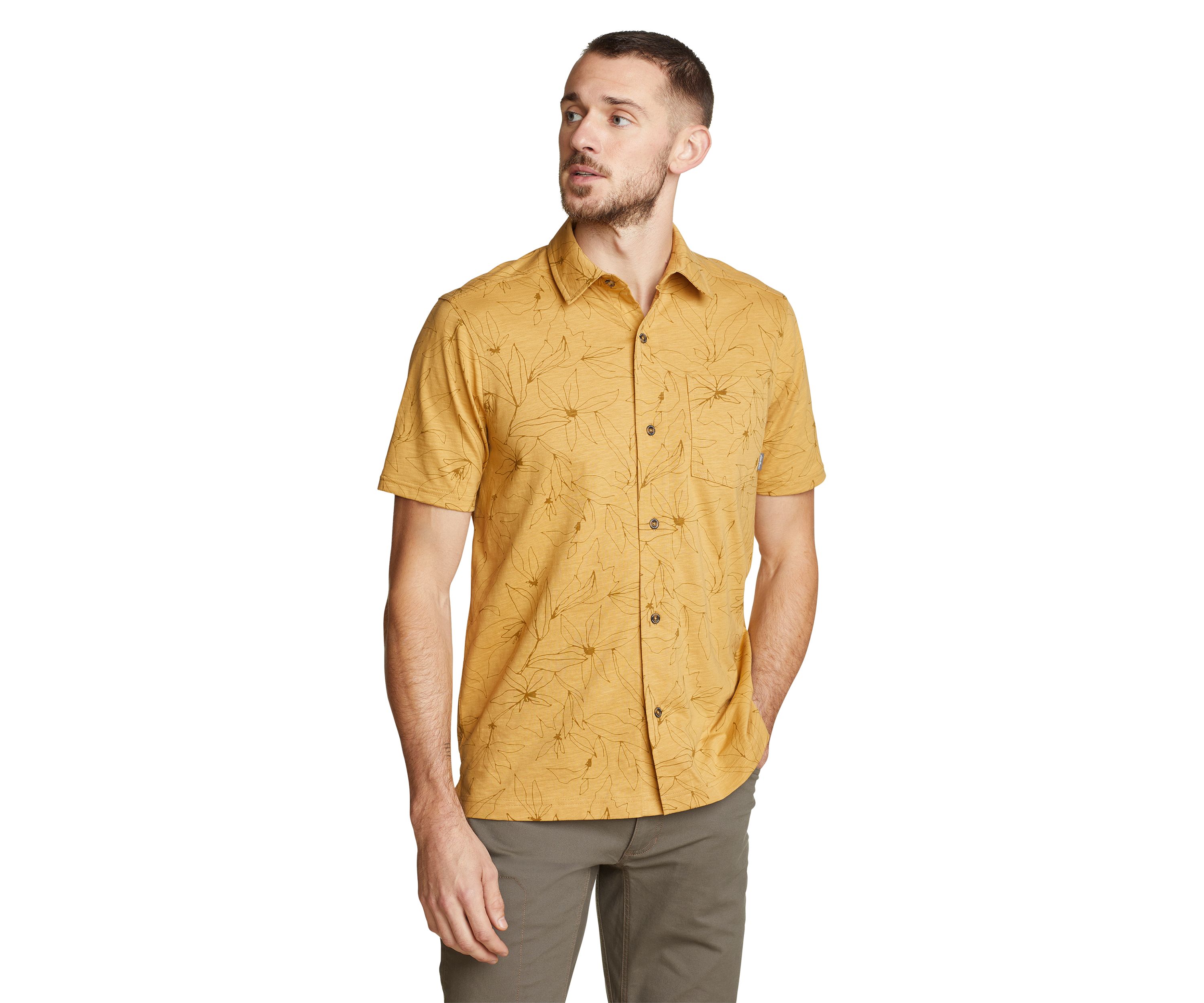 Mens Short Sleeve Baja Button Up Shirt