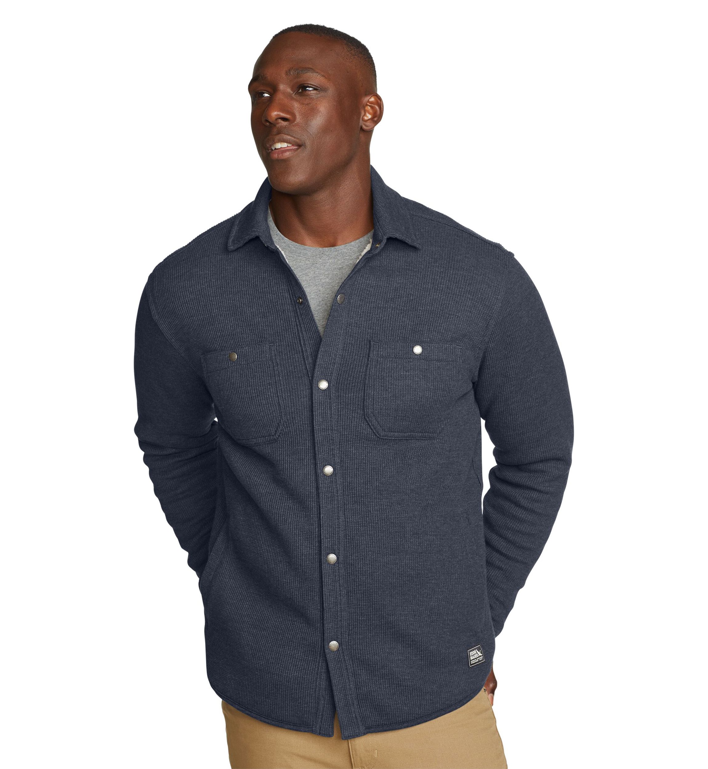Mens Faux Shearling Lined Thermal Shirt Jacket 