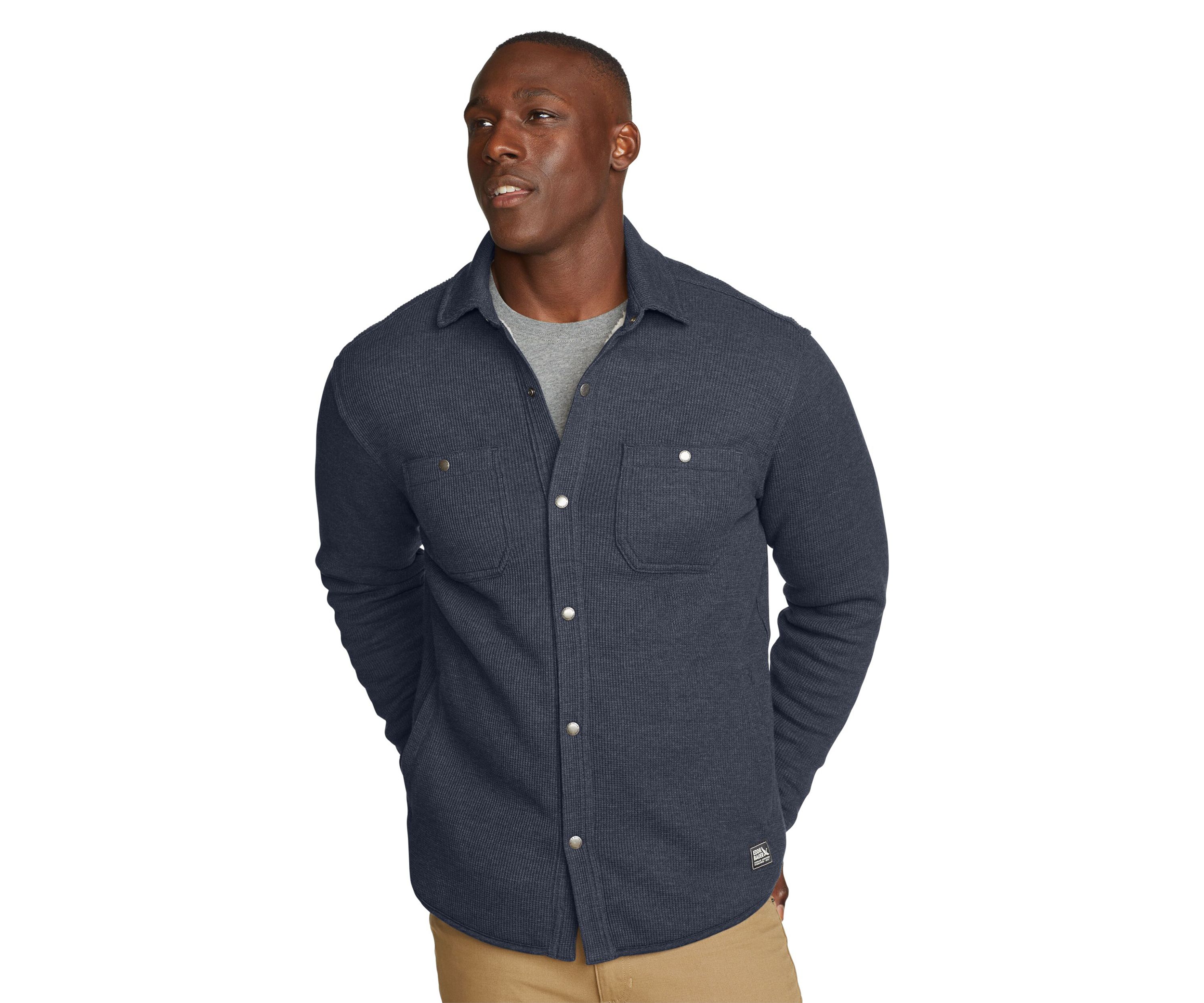 Mens Faux Shearling Lined Thermal Shirt Jacket 