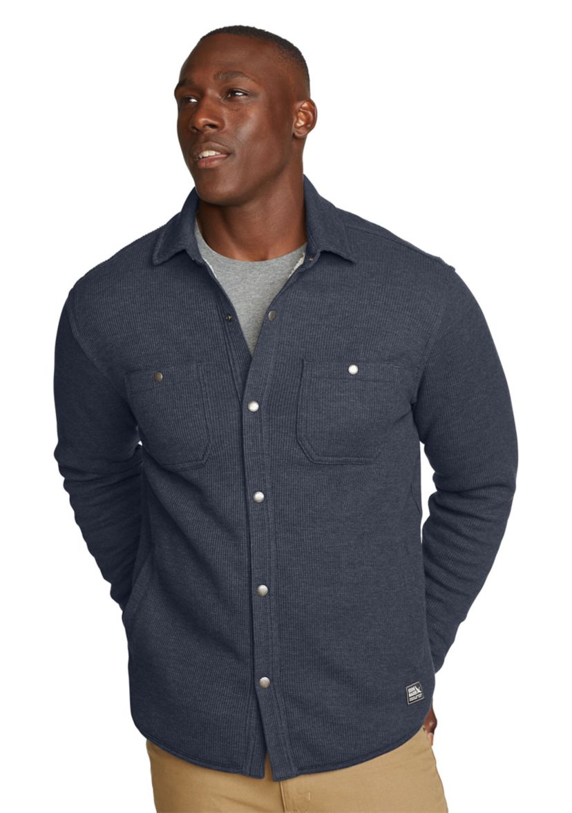 Mens Faux Shearling Lined Thermal Shirt Jacket 