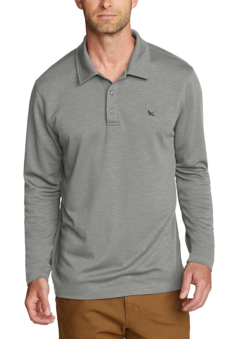 Mens Long Sleeve Mélange Polo Shirt 