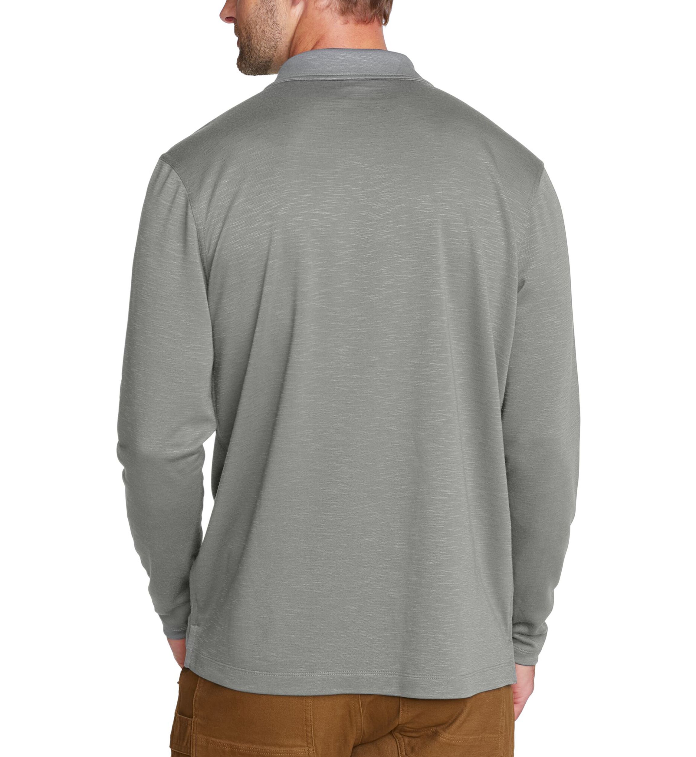 Mens Long Sleeve Mélange Polo Shirt 