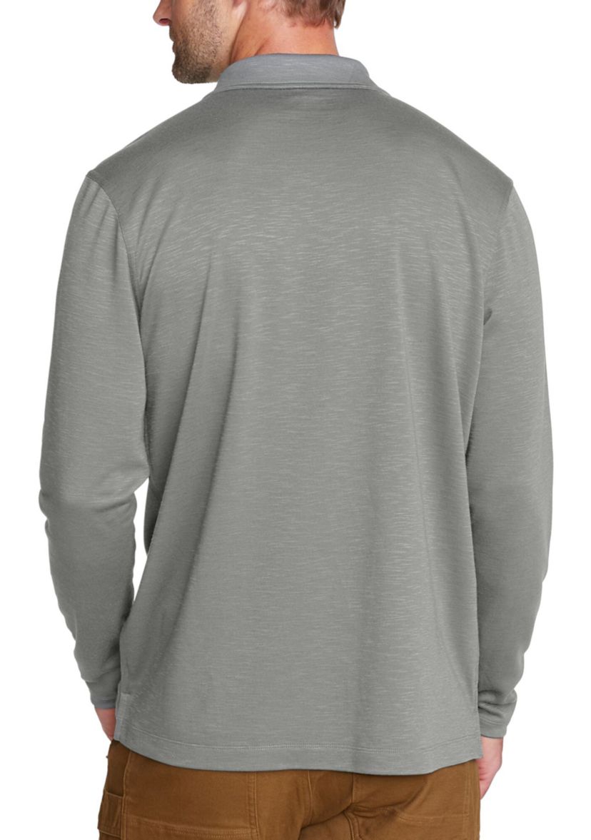 Mens Long Sleeve Mélange Polo Shirt 