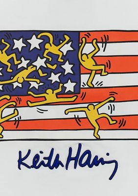 Men's Keith Haring American Flag Graphic T-Shirt