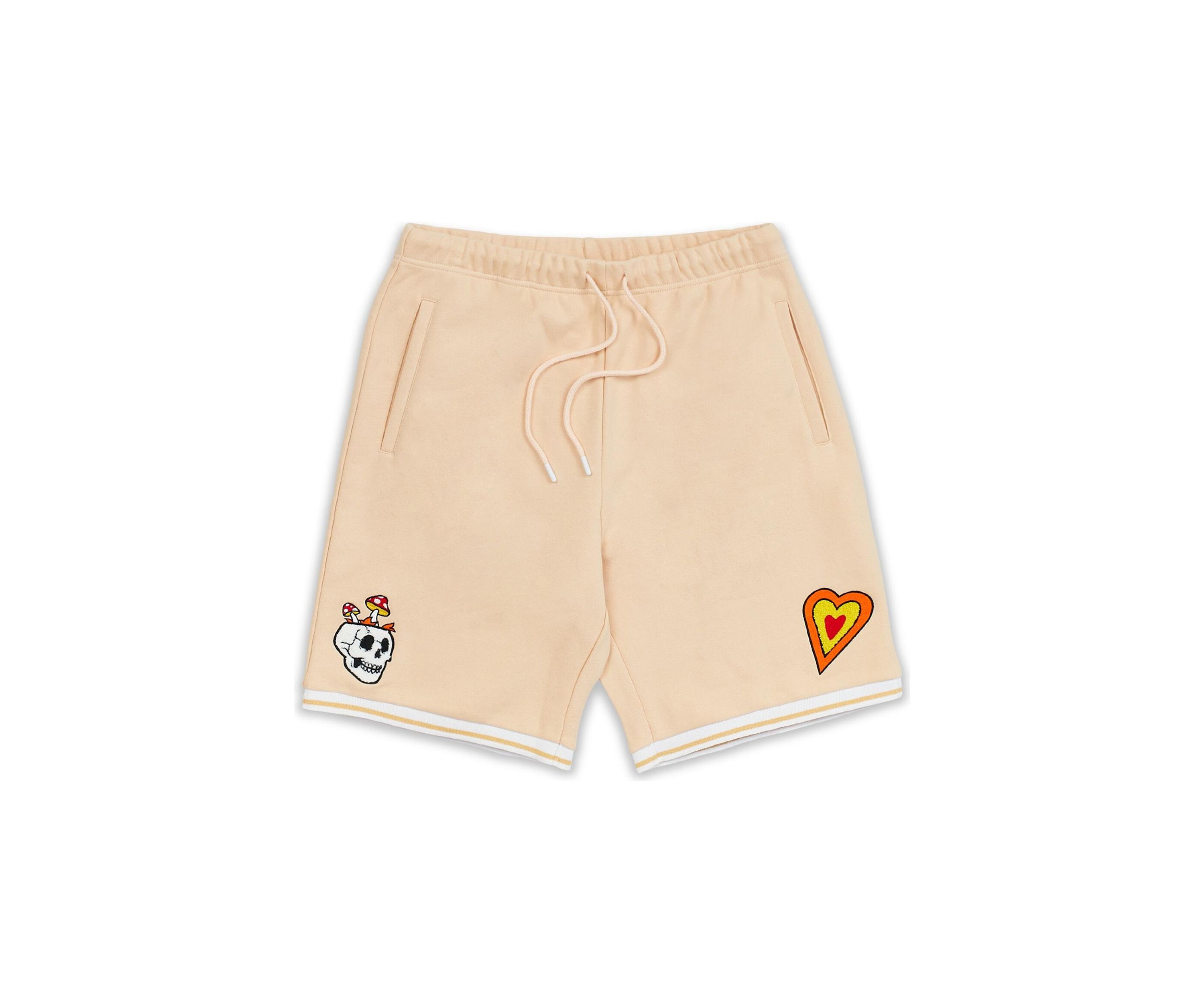 Mens Skull Heart Chenille Shorts