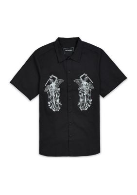 Men's Warrior Angel Short Sleeve Button Down Shirt