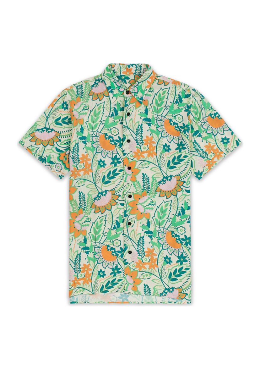 Mens Tropical Vibe Short Sleeve Button Down Shirt
