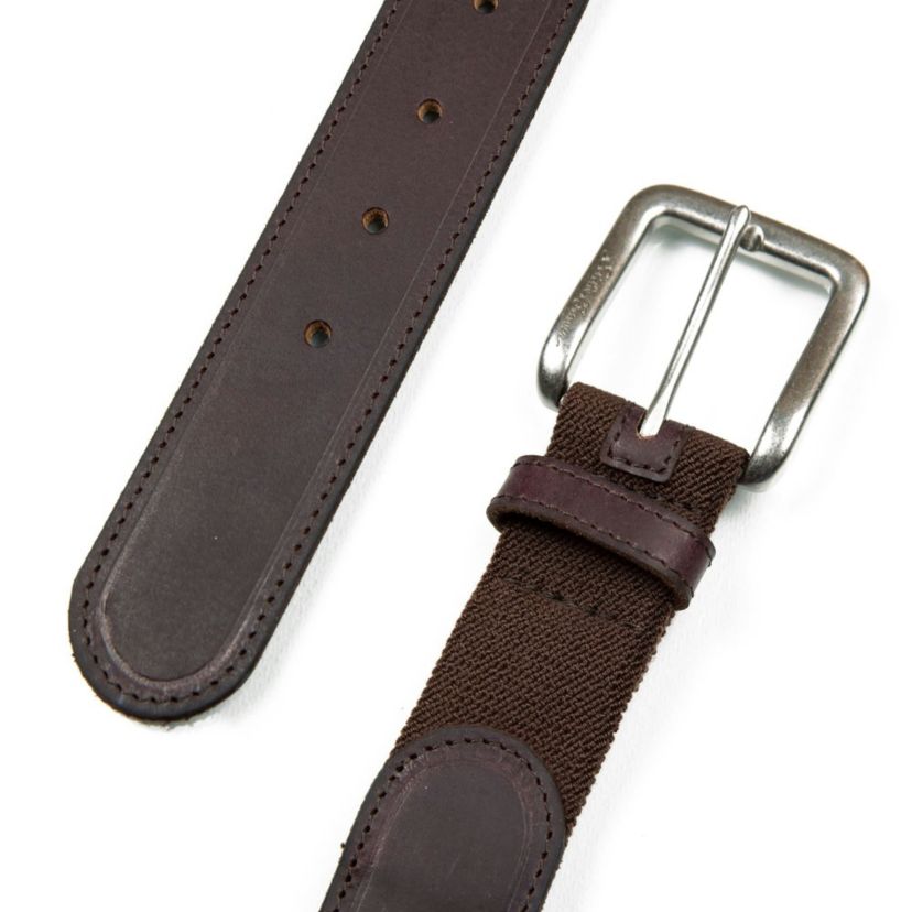Rugged Leather Belt with Stretch Tab