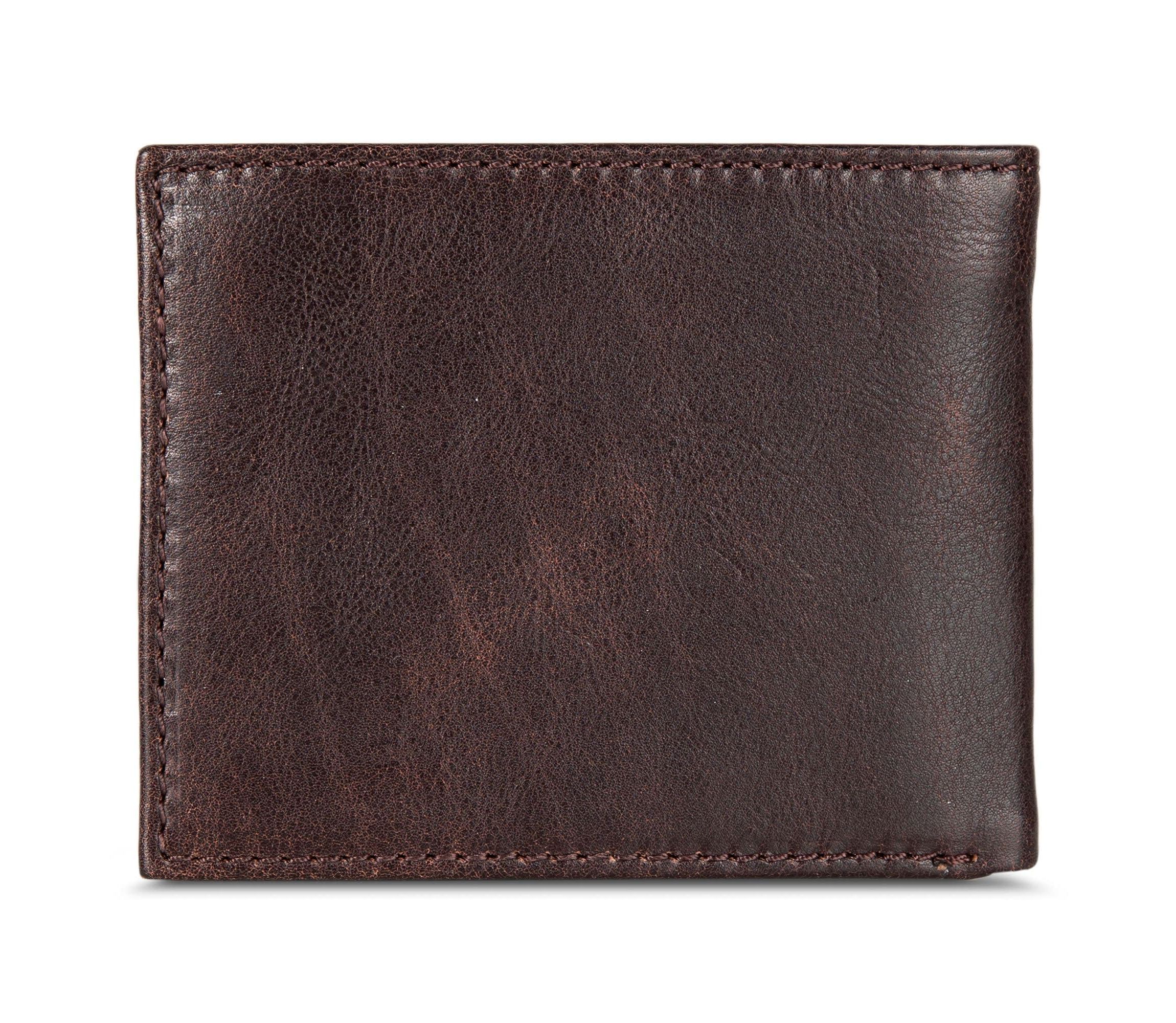 Signature Logo Leather Flip ID Bifold Wallet