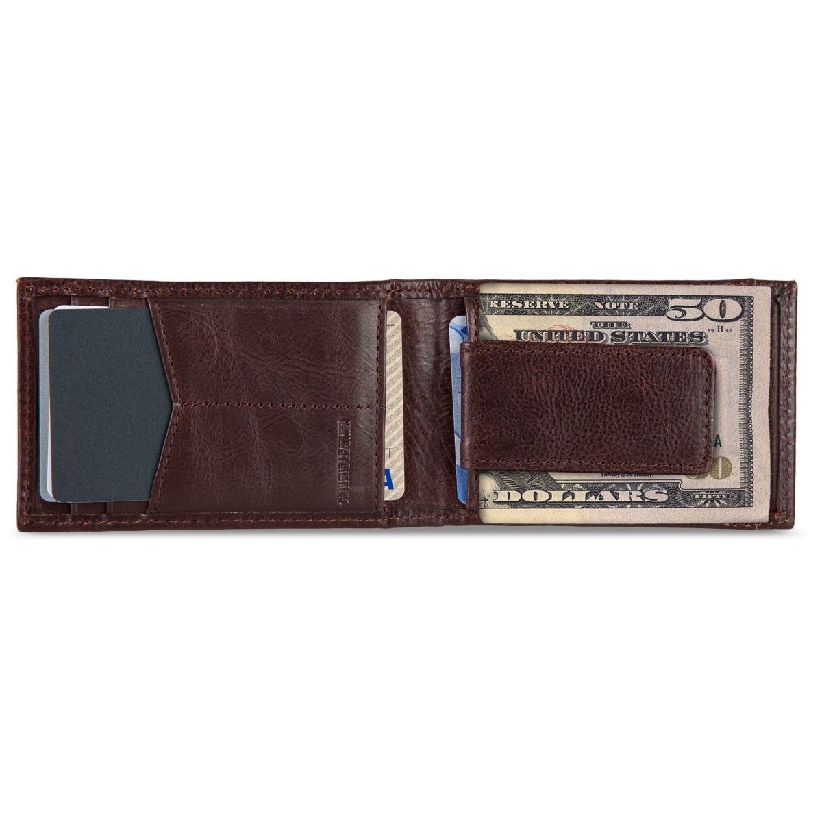 Signature Logo Leather Bifold with Money Clip Wallet