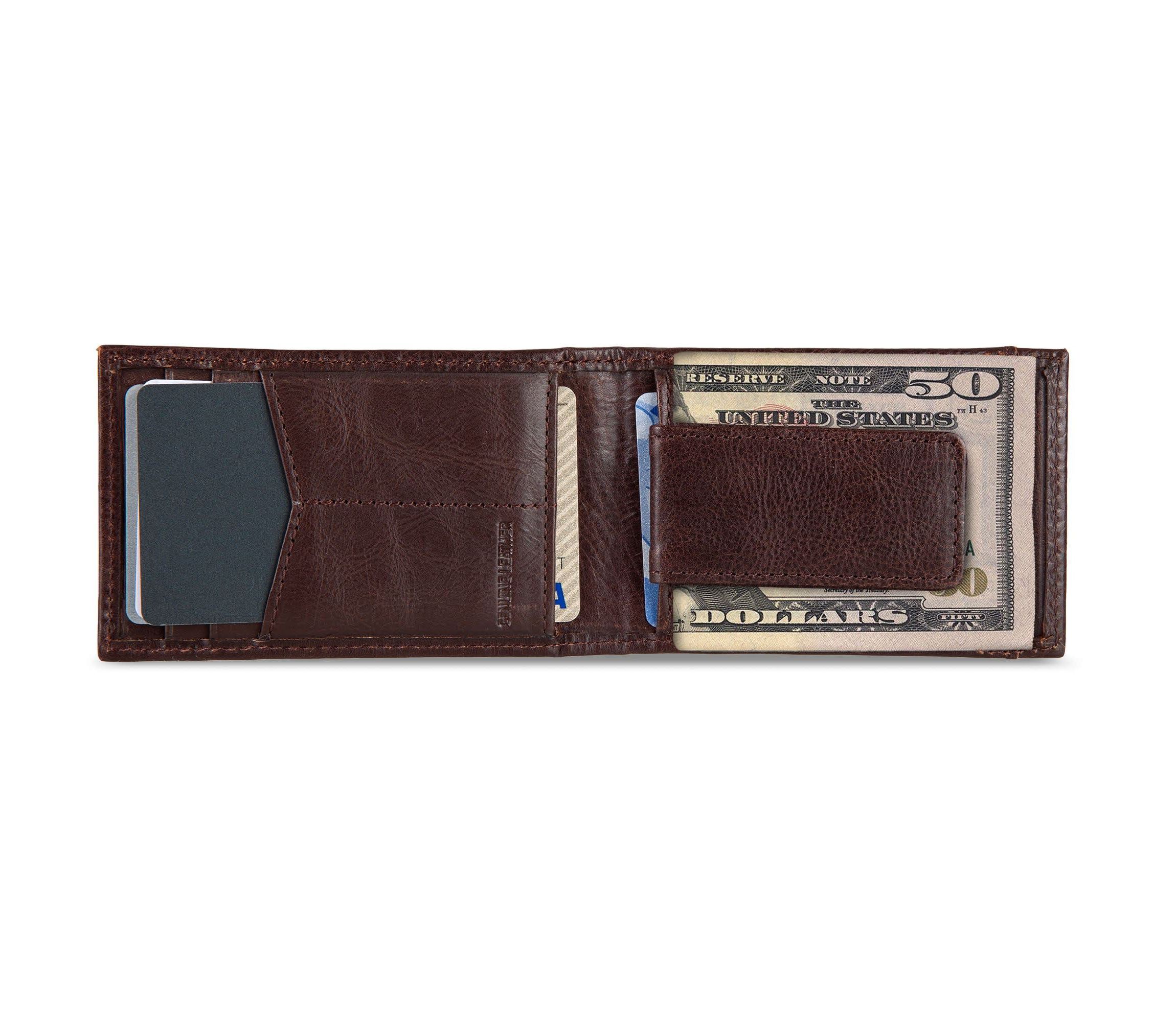Signature Logo Leather Bifold with Money Clip Wallet
