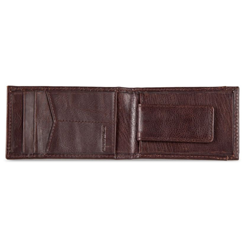 Signature Logo Leather Bifold with Money Clip Wallet