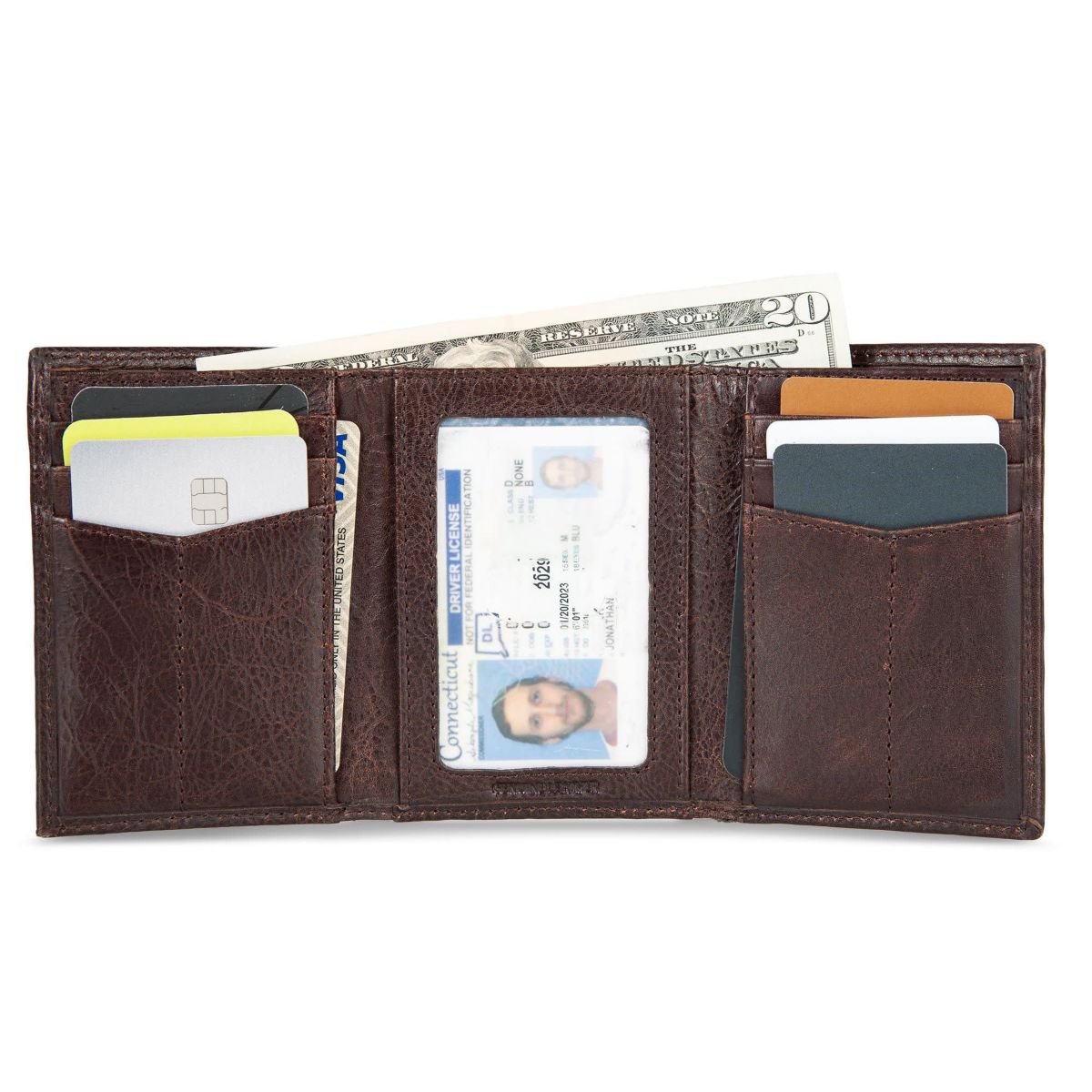 Signature Logo Leather Trifold Wallet