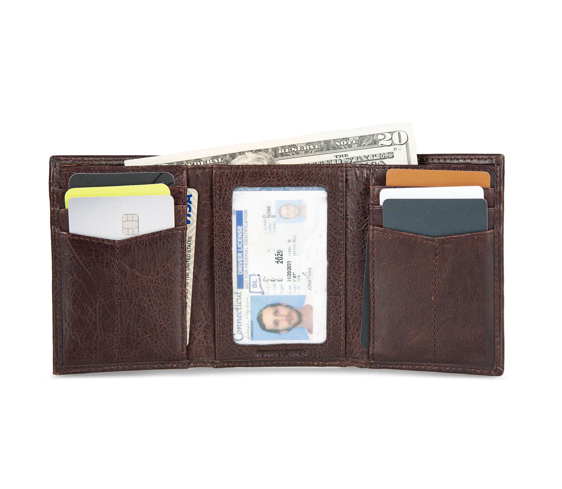 Signature Logo Leather Trifold Wallet