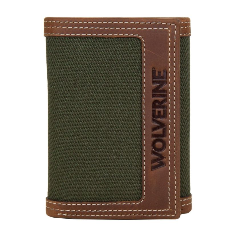 WOLVERINE Canvas and Leather Trifold Wallet