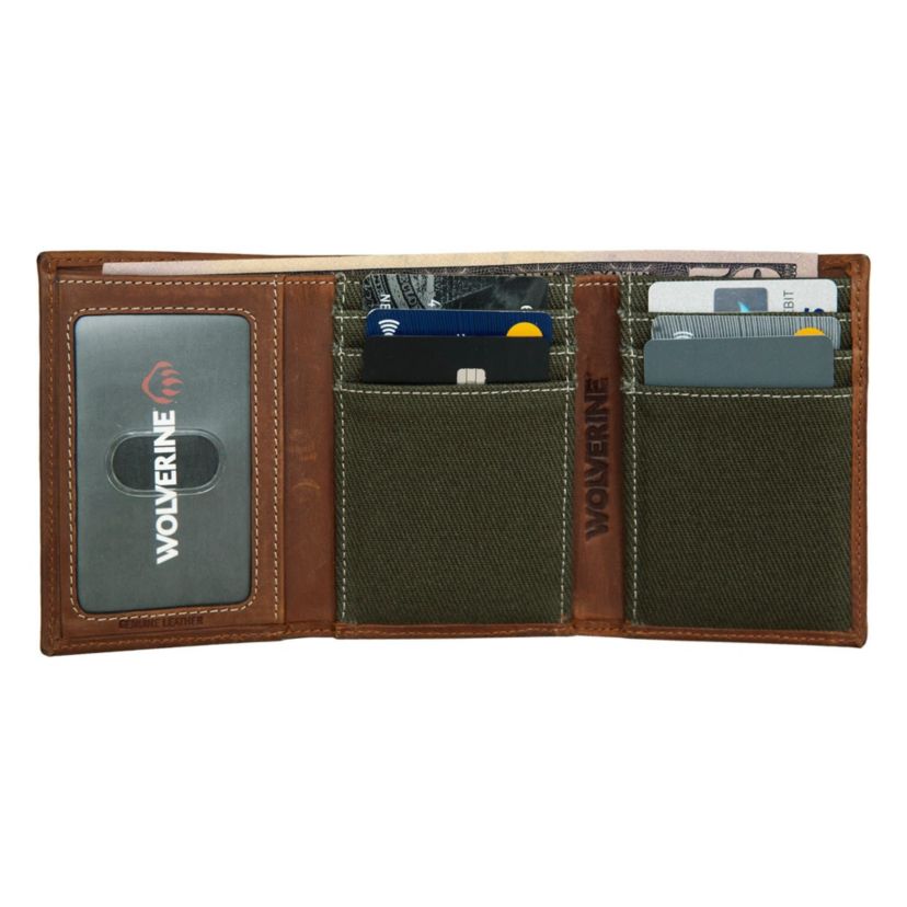 WOLVERINE Canvas and Leather Trifold Wallet