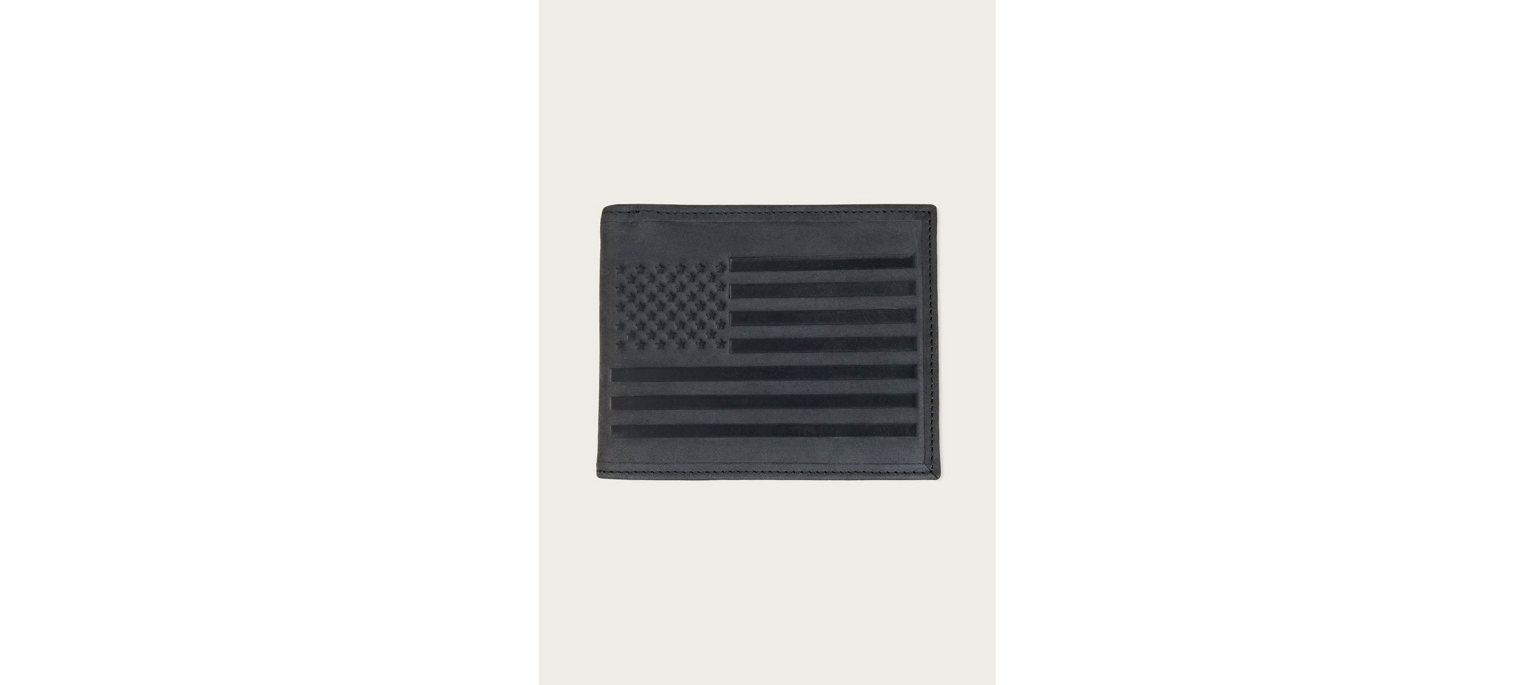Flag Embossed Leather Bifold Wallet