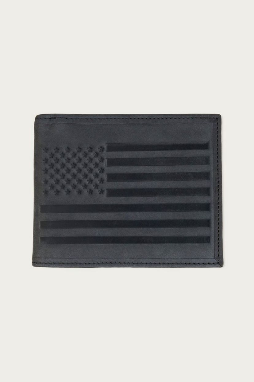Flag Embossed Leather Bifold Wallet