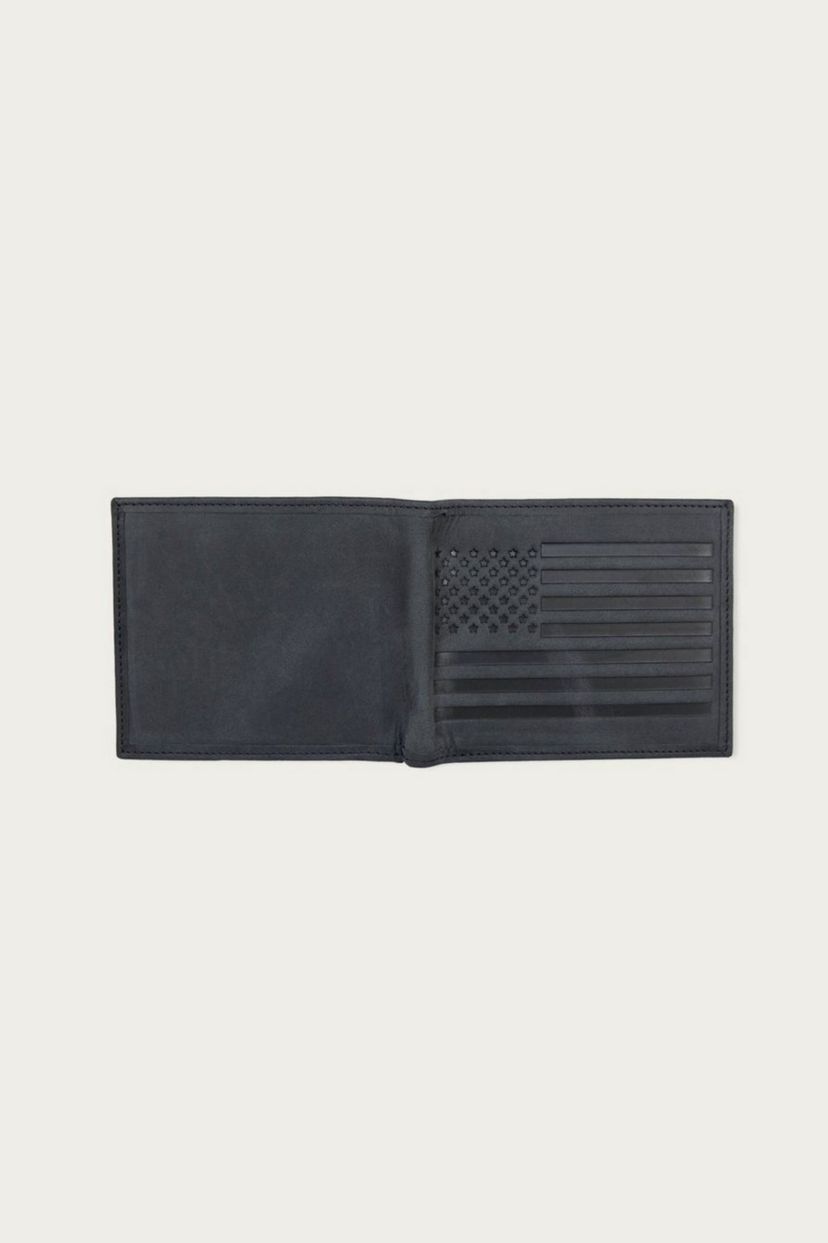 Flag Embossed Leather Bifold Wallet