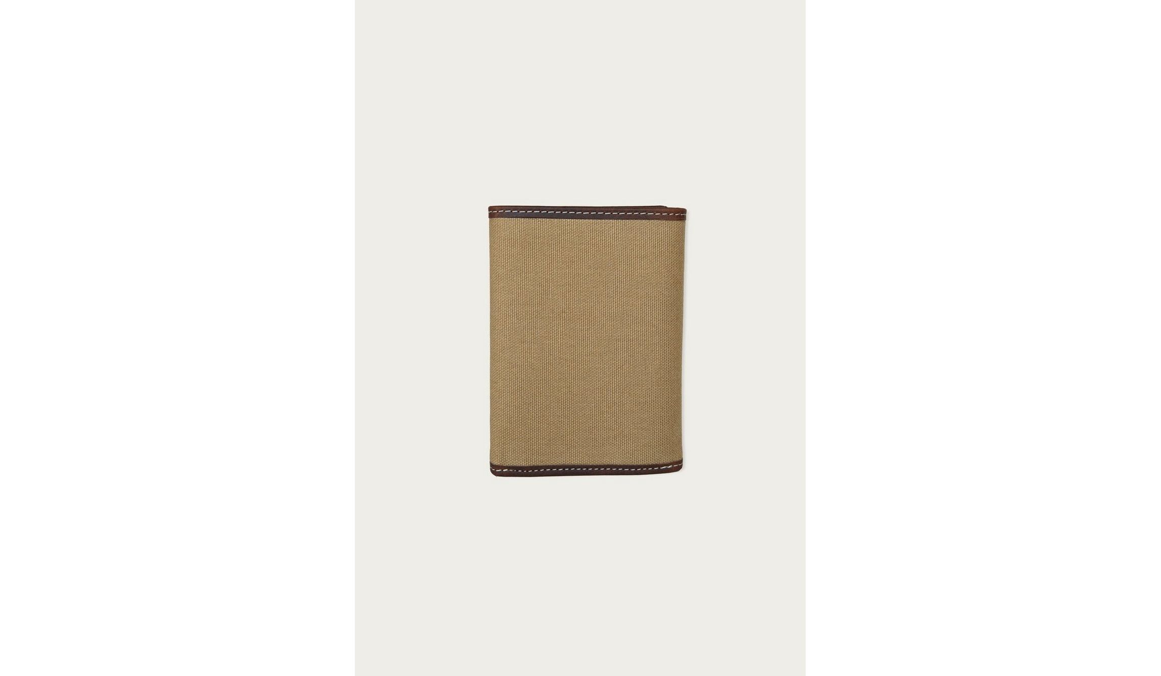 Canvas with Leather Trim Trifold Wallet