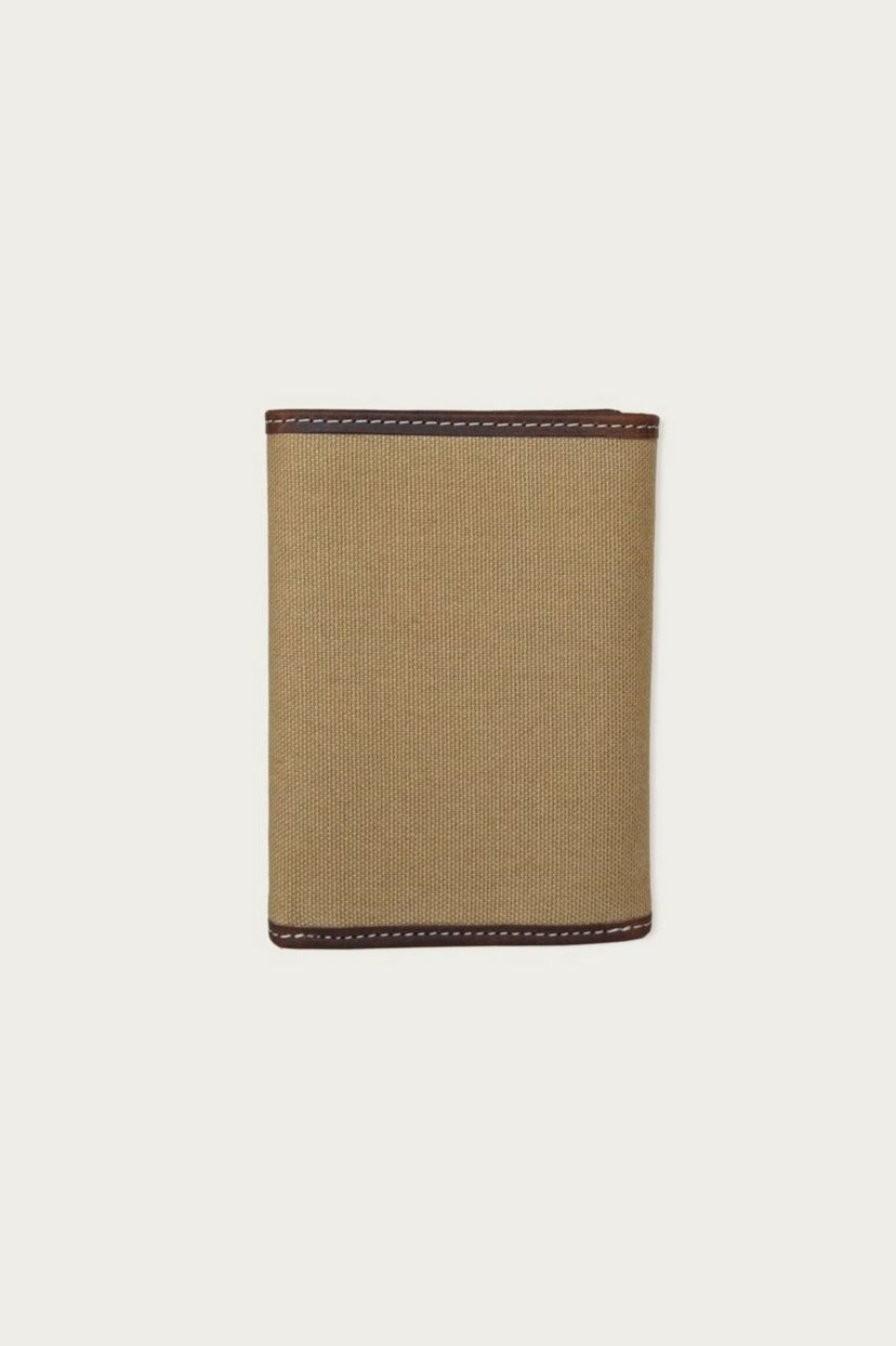 Canvas with Leather Trim Trifold Wallet