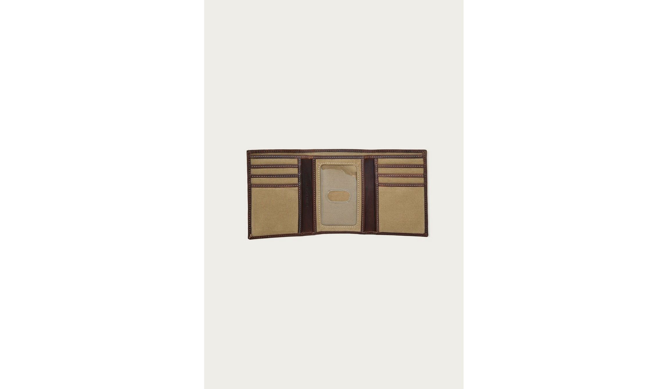 Canvas with Leather Trim Trifold Wallet