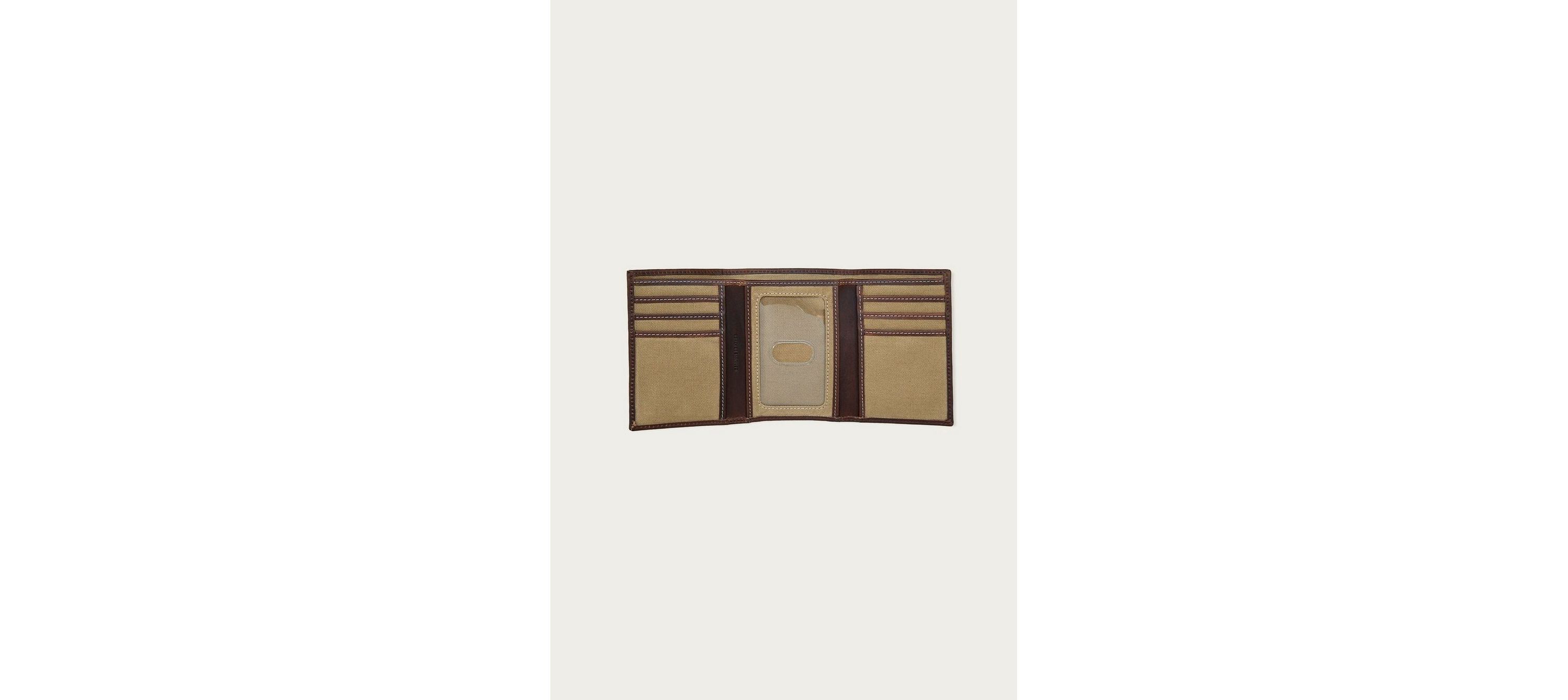 Canvas with Leather Trim Trifold Wallet
